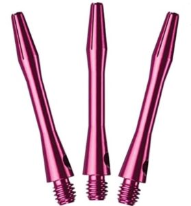 3 sets (9 shafts) pink aluminum dart shafts + o’rings, short (1 1/2in)