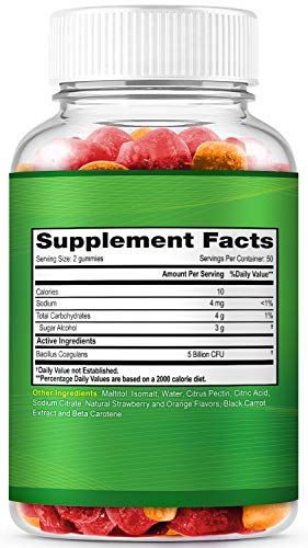 Probiotic Gummies for Adults and Kids Max Strength 5 Billion CFU | Organic Sugar Free Gummies for Digestive Health | 100 Count Vegan Gluten Free Chewable Probiotics Gummies for Men Women and Children