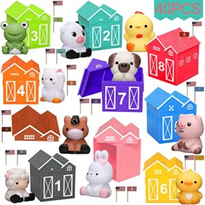 learning toys for toddlers 1 2 3 years old, 40 pcs farm animal finger puppets & barn toy for kids,counting,matching & color sorting set, birthday gift for baby boys girls