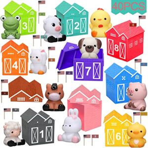 Learning Toys for Toddlers 1 2 3 Years Old, 40 Pcs Farm Animal Finger Puppets & Barn Toy for Kids,Counting,Matching & Color Sorting Set, Birthday Gift for Baby Boys Girls