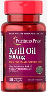 puritans pride red krill oil 500 mg active omega softgels, 30 count