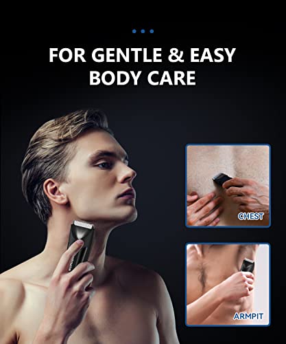 ROMISA Electric Groin Body Hair Trimmer Ball Trimmer for Men USB Recharge Dock Cordless Use Fully Waterproof Replaceable Ceramic Blade Pubic Hair Trimmer Body Groomer Kit for Men