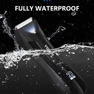 ROMISA Electric Groin Body Hair Trimmer Ball Trimmer for Men USB Recharge Dock Cordless Use Fully Waterproof Replaceable Ceramic Blade Pubic Hair Trimmer Body Groomer Kit for Men