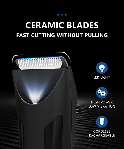 ROMISA Electric Groin Body Hair Trimmer Ball Trimmer for Men USB Recharge Dock Cordless Use Fully Waterproof Replaceable Ceramic Blade Pubic Hair Trimmer Body Groomer Kit for Men