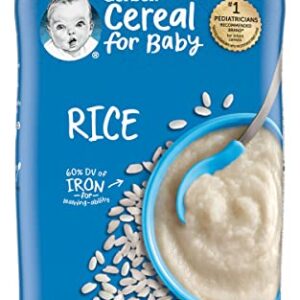 Gerber Cereal for Baby 1st Foods Rice Cereal, Made with Essential Nutrients for Supported Sitters, Non-GMO Project Verified, 16-Ounce Canister (Pack of 2)