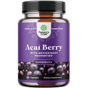 acai berry capsules antioxidant supplement – acai berry cleanse superfood supplement for brain booster heart health and natural energy boost – acai capsules and memory supplement for brain health
