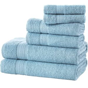 regal ruby, 6 piece towel set, 2 bath towels 2 hand towels 2 washcloths, soft and absorbent, 100% turkish cotton towels for bathroom and kitchen shower towel, blue