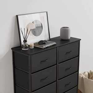 CubiCubi Dresser for Bedroom, 10 Drawer Storage Organizer Tall Wide Dresser for Bedroom Hallway, Sturdy Steel Frame Wood Top, Dark Black