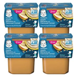 gerber baby food, 2nd foods, apple banana with oatmeal, 8 oz 2 count (pack of 4)