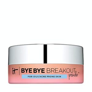 it cosmetics bye bye breakout powder, light medium (c) – reduces shine & diffuses the look of blemishes, fine lines &  wrinkles – with witch hazel, tea tree, zinc oxide & sulfur – 0.24 oz