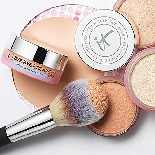 IT Cosmetics Bye Bye Breakout Powder, Light Medium (C) - Reduces Shine & Diffuses the Look of Blemishes, Fine Lines &  Wrinkles - With Witch Hazel, Tea Tree, Zinc Oxide & Sulfur - 0.24 oz