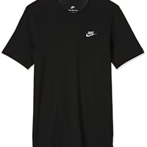 Men's Nike Sportswear Club T-Shirt, Nike Shirt for Men with Classic Fit, Black/White, L