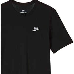 Men's Nike Sportswear Club T-Shirt, Nike Shirt for Men with Classic Fit, Black/White, L