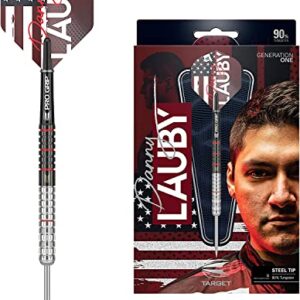 Target Darts Danny Lauby Gen 1 22G 90% Tungsten Steel Tip Darts Set,Silver, Black and Red,190117