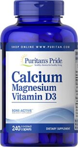 puritan’s pride calcium magnesium with vitamin d helps maintain bone strength, 240 caplets