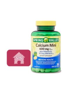spring valley calcium plus vitamin d3, 150 mini softgels + sts fridge magnet.