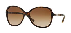 burberry be4197 300213 58m dark havana/brown gradient round sunglasses for women+ bundle with designer iwear complimentary care kit