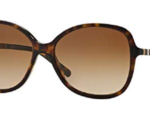 BURBERRY BE4197 300213 58M Dark Havana/Brown Gradient Round Sunglasses For Women+ BUNDLE with Designer iWear Complimentary Care Kit