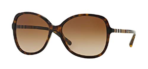 BURBERRY BE4197 300213 58M Dark Havana/Brown Gradient Round Sunglasses For Women+ BUNDLE with Designer iWear Complimentary Care Kit