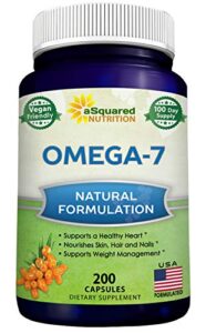 purified omega 7 fatty acids – 200 capsules – from natural sea buckthorn, xl vitamin supplement, no fish burp, vegan omega-7 palmitoleic acid, compare to omega 3 6 9 for complete weight loss results