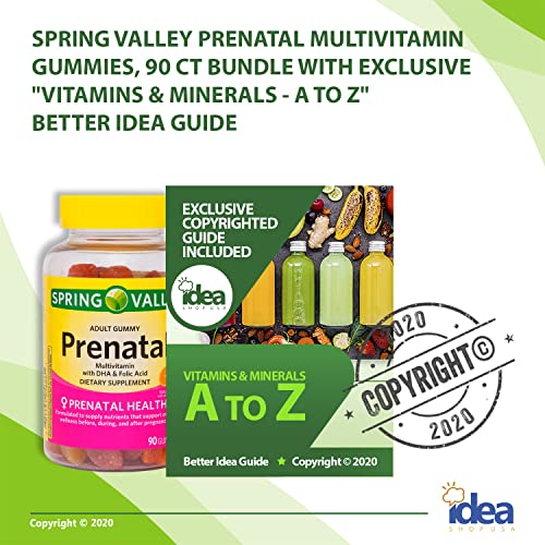 Spring Valley Prenatal Multivitamin Gummies, 90 Ct Bundle with Exclusive Vitamins & Minerals - A to Z - Better Idea Guide (2 Items)