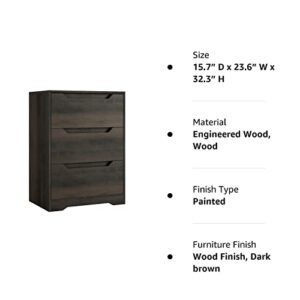 HOSTACK Modern 3 Drawer Dresser, Wood Chest of Drawers with Storage, Tall Nightstand with Cut-Out Handles, Side End Table, Accent Storage Cabinet for Living Room, Bedroom, Dark Brown