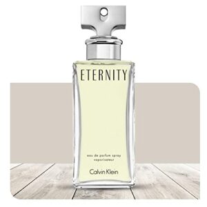 Eternity For Women Eau de Parfum, 3.3 Fl. Oz - Gift Set Pack With Luxury Faux Leather Travel Toiletry Bag + Portable Travel Size Refillable Perfume Atomizer Bottle