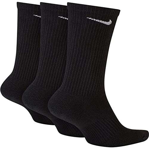 Nike Everyday Plus Cushion Crew Sock (3 pair) (Black, Large)