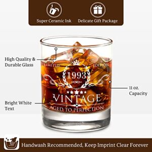 30th Birthday Gifts for Men Whiskey Glass Set - 30th Birthday Decorations, Party Supplies - 30 Year Anniversary, Bday Gifts Ideas for Him, Dad, Husband, Friends - Wood Box & Whiskey Stones & Coaster