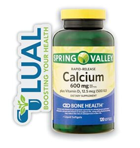 spring valley rapid-release calcium 600 mg 120 softgels. includes luall fridge magnetic