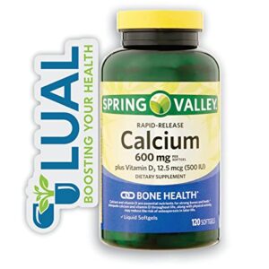 Spring Valley Rapid-Release Calcium 600 mg 120 SoftGels. Includes Luall Fridge Magnetic