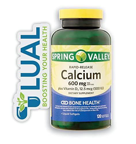 Spring Valley Rapid-Release Calcium 600 mg 120 SoftGels. Includes Luall Fridge Magnetic