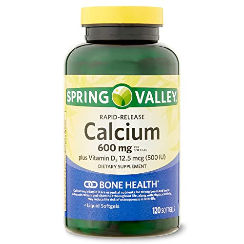 Spring Valley Rapid-Release Calcium 600 mg 120 SoftGels. Includes Luall Fridge Magnetic