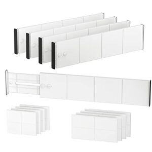 arstpeoe drawer dividers with 8 inserts,16.9-23″, drawer dividers for clothes, expandable kitchen drawer organizer,adjustable drawer separators for bedroom bathroom dresser (4 pack)