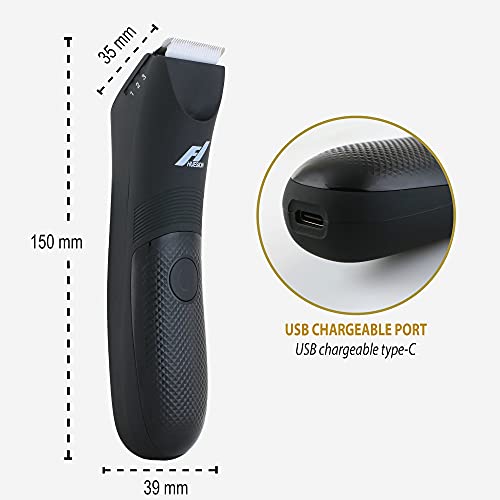 Fhuesion Electric Groin & Pubic Hair Trimmer for Men, Ball Shaver w/Light, Body Groomer Replaceable Ceramic Blade, Male Razor Waterproof Wet/Dry, USB Charging