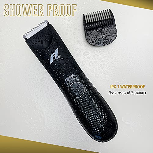 Fhuesion Electric Groin & Pubic Hair Trimmer for Men, Ball Shaver w/Light, Body Groomer Replaceable Ceramic Blade, Male Razor Waterproof Wet/Dry, USB Charging