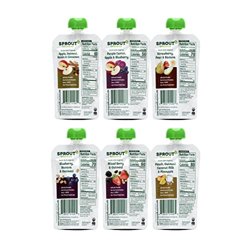 Sprout Organics, 6+ Months Variety Pack with Fruit, Veggie & Grain Pouches, 3.5 oz (12-count)