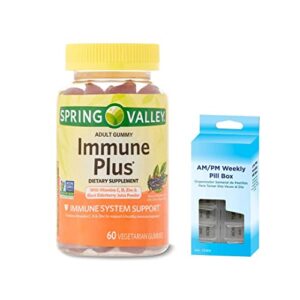 immune plus vegetarian gummies by spring valley, 60ct + am/pm weekly pill box