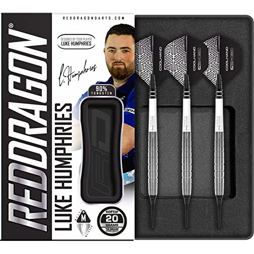 RED DRAGON Luke Humphries TX1 18 Gram Softip Premium Tungsten Darts Set with Flights and Stems