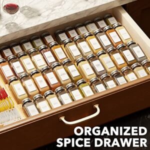 SpaceAid Bamboo Spice Drawer Organizer, Expandable 4 Tier Spices Rack for Cabinet Drawer, Kitchen Seasoning Storage Drawer Insert Organization (Jars Not Included, From 12" to 23" Wide)