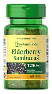 puritans pride elderberry sambucus 1250mg, supports antioxidant health, 60ct