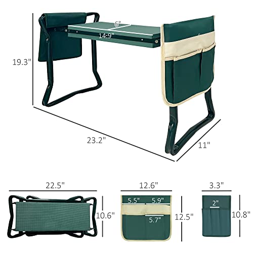 LUCKYERMORE Garden Kneeler and Seat Heavy Duty Gardening Bench for Kneeling and Sitting Folding Garden Stools with Two Tool Pouches and Widen Soft Kneeling Pad