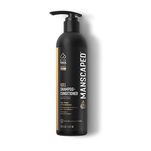 MANSCAPED® 2 In 1 Shampoo & Conditioner, UltraPremium Formula Infused with Sea Kelp, Coconut Water, Aloe for Nourishing and Hydrating Hair (16 oz)