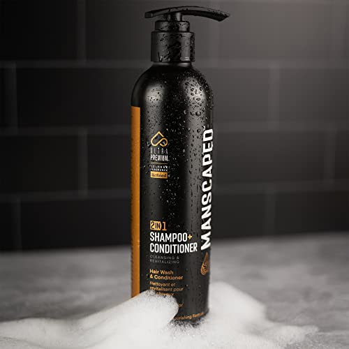 MANSCAPED® 2 In 1 Shampoo & Conditioner, UltraPremium Formula Infused with Sea Kelp, Coconut Water, Aloe for Nourishing and Hydrating Hair (16 oz)