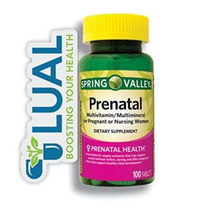 spring valley prenatal multivitamin – 100 tablets of essential nutrients for you and your growing baby. includes luall fridge magnetic