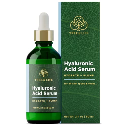 Tree of Life Hyaluronic Acid Hydrating Facial Serum with Brightening Vitamin C, Smoothing & Tightening for Face, Clean Dermatologist-Tested Skin care, Bonus Size 2 Fl Oz