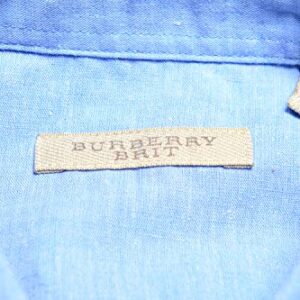 BURBERRY Men's Blue Linen Long Sleeve Button Down Shirt US S IT 48