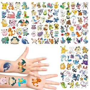 200 pcs anime temporary tattoos for kids waterproof, japanese cartoon tattoo stickers for kids, diy sticker arts, birthday party favors/supplies for kids, classroom school decorations