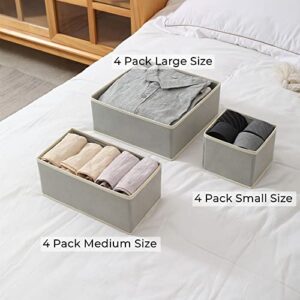 12 Pack Drawer Organizer, Foldable Drawer Organizers for Clothing, Cloth Drawer Dividers Storage Bins, Clothes Drawer Organizer for Underwear,Folded Clothes,Baby Clothing,Socks,Bra,Towels,Ties