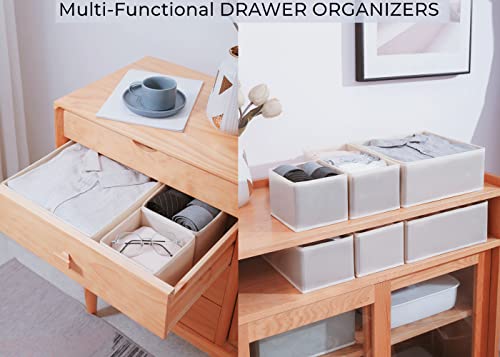 12 Pack Drawer Organizer, Foldable Drawer Organizers for Clothing, Cloth Drawer Dividers Storage Bins, Clothes Drawer Organizer for Underwear,Folded Clothes,Baby Clothing,Socks,Bra,Towels,Ties